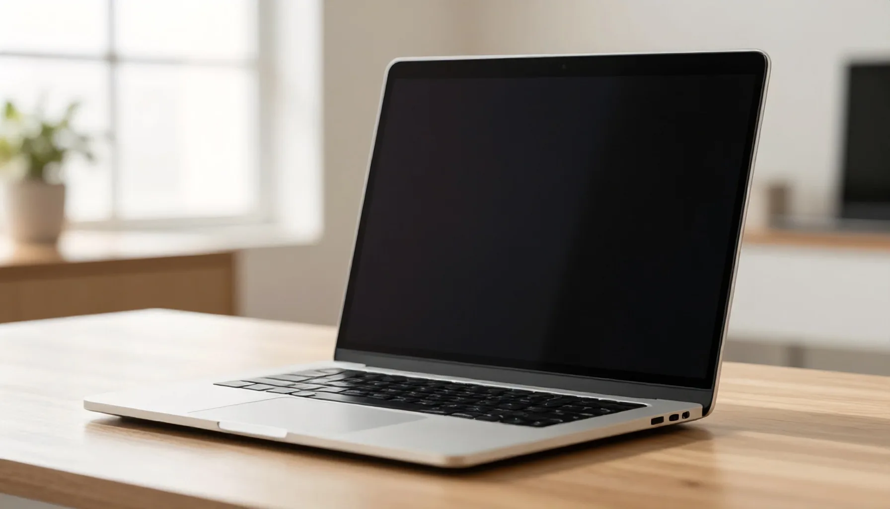 um notebook moderno sobre uma mesa de trabalho, com uma xícara e um bloco de notas ao lado